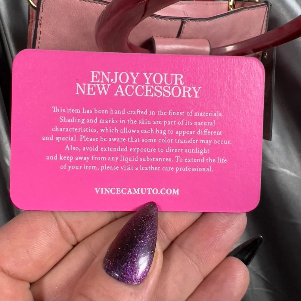 Vince Camuto Pink Cherry Blossom  Iggy Crossbody Leather Purse Bag NWT MSRP $178 - Picture 13 of 17